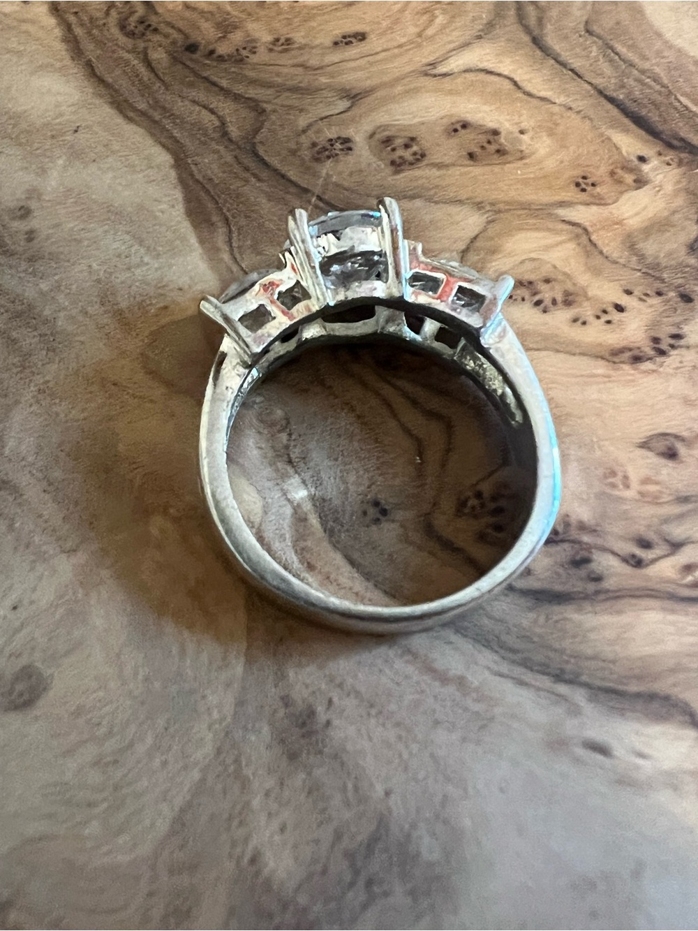 Sterling Silver Three-Stone Clear CZ Ring - White size 6